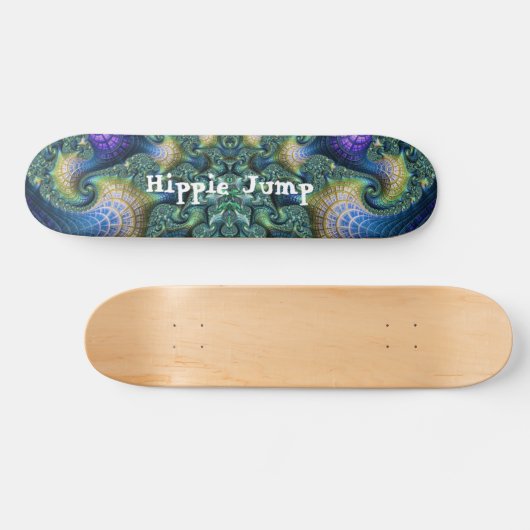 Blauwe groene fractale kunstspiralen en Schaats Tr Persoonlijk Skateboard (Horizontaal)