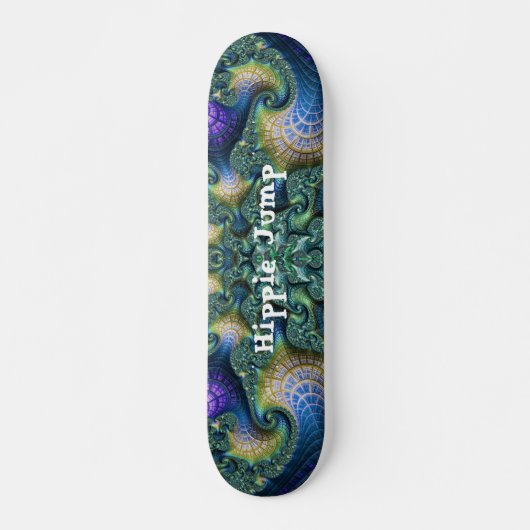 Blauwe groene fractale kunstspiralen en Schaats Tr Persoonlijk Skateboard (Voorkant)