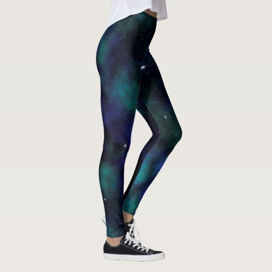 Blauwe groene galaxy Celestial Space Leggings (Rechts)