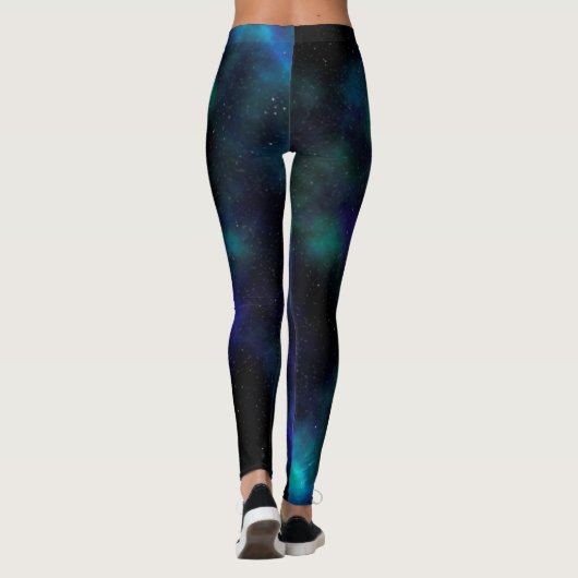 Blauwe groene galaxy Celestial Space Leggings (Achterkant)