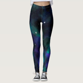 Blauwe groene galaxy Celestial Space Leggings