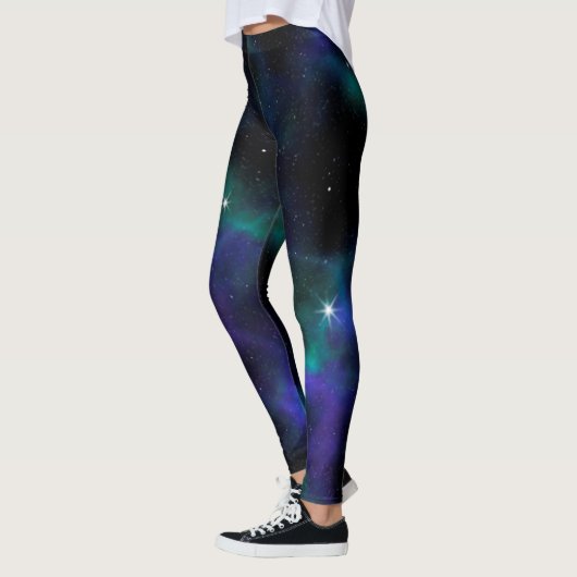 Blauwe groene galaxy Celestial Space Leggings (Links)