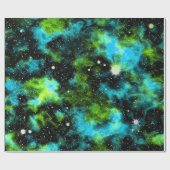 Blauwe groene galaxy Cosmic Space Stars Nebula Cadeaupapier (Vlak)