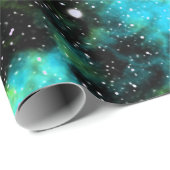 Blauwe groene galaxy Cosmic Space Stars Nebula Cadeaupapier (Rol Hoek)