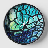 Blauwe, groene, gele abstracte klok (Voorkant)