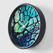 Blauwe, groene, gele abstracte klok (Hoek)