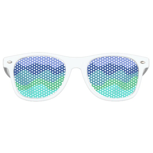 Blauwe groene golven kleurverloop retro zonnebril (Voorkant)