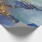 Blauwe groene goudalcohol Vloeibare Abstracte kuns Cadeaupapier (Hoek)