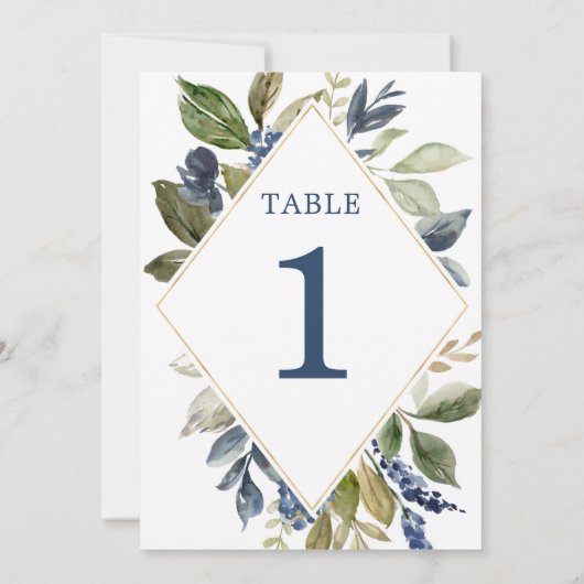 Blauwe groene goudbladgroengroengetallen kaart (Achterkant)