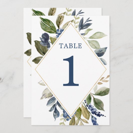 Blauwe groene goudbladgroengroengetallen kaart (Voorkant / Achterkant)