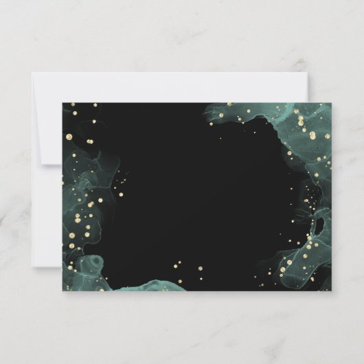 Blauwe, groene, gouden elegante bruiloft RSVP kaartje (Achterkant)