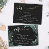 Blauwe, groene, gouden elegante bruiloft RSVP kaartje