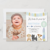 Blauwe groene goudhond schattige hondje verjaardag kaart (Voorkant)