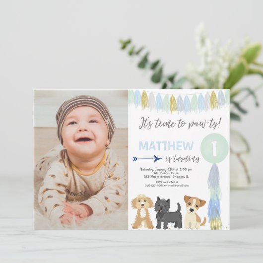 Blauwe groene goudhond schattige hondje verjaardag kaart (Staand voorkant)