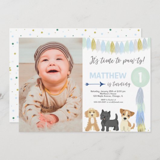 Blauwe groene goudhond schattige hondje verjaardag kaart (Voorkant / Achterkant)