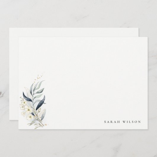 Blauwe groene goudmakerij notitiekaartje (Voorkant / Achterkant)