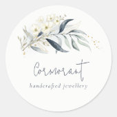 Blauwe groene goudmakerij ronde sticker (Voorkant)