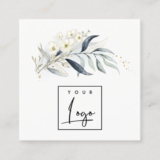 Blauwe groene goudmakreel vierkante visitekaartje (Voorkant)