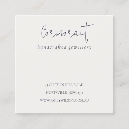 Blauwe groene goudmakreel vierkante visitekaartje (Achterkant)