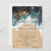 Blauwe groene goudWaterverf Agate repesal Dinner Kaart (Voorkant)