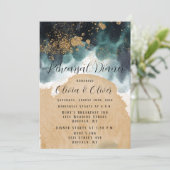 Blauwe groene goudWaterverf Agate repesal Dinner Kaart (Staand voorkant)