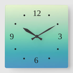 Blauwe groene gradiënt Minimale kustlijn Vierkante Klok