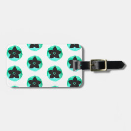 Blauwe groene Hawaïaanse bloem Bagagelabel