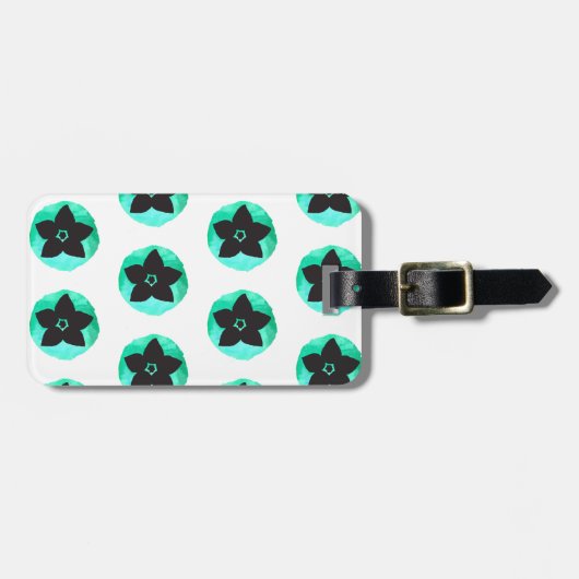 Blauwe groene Hawaïaanse bloem Bagagelabel (Voorkant horizontaal)