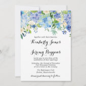 Blauwe Groene Hydrangea Bloem Bruiloft Uitnodiging (Voorkant)