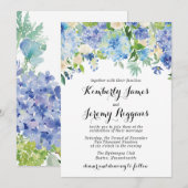 Blauwe Groene Hydrangea Bloem Bruiloft Uitnodiging (Voorkant / Achterkant)