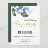 BLAUWE GROENE INKT WASS WATERVERF FLORALE VERJAARD KAART (Voorkant / Achterkant)