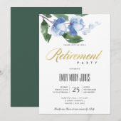 BLAUWE GROENE INKTWASSER WATERVERF FLORALE PENSION KAART (Voorkant / Achterkant)