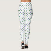 Blauwe, groene Jumbo Polka Dots op Wit om aan te p Leggings (Achterkant)