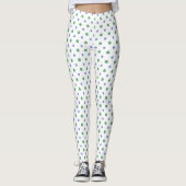 Blauwe, groene Jumbo Polka Dots op Wit om aan te p Leggings (Voorkant)