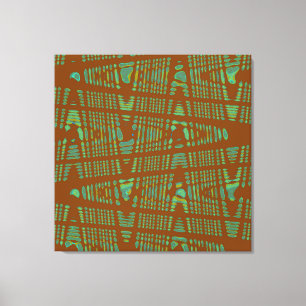 Blauwe groene kastanjebruin moderne Abstracte golf Canvas Afdruk