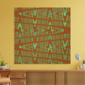 Blauwe groene kastanjebruin moderne Abstracte golf Canvas Afdruk (Insitu (Woonkamer))