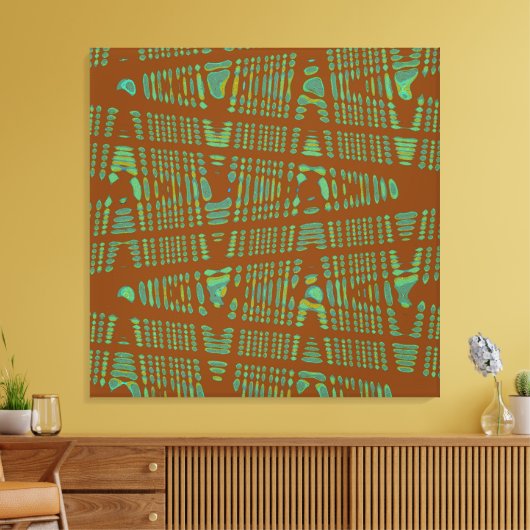 Blauwe groene kastanjebruin moderne Abstracte golf Canvas Afdruk (Insitu (Woonkamer))