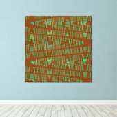 Blauwe groene kastanjebruin moderne Abstracte golf Canvas Afdruk (Insitu (Houten vloer))