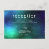 Blauwe groene Keltische Galaxy Modern Wedding Deta Informatiekaartje (Voorkant)