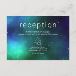 Blauwe groene Keltische Galaxy Modern Wedding Deta Informatiekaartje