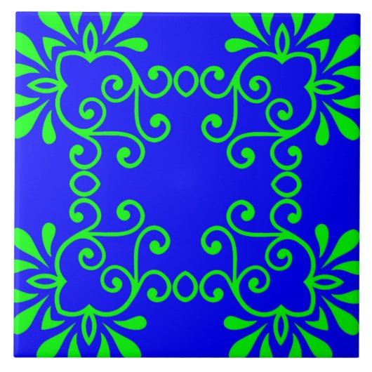 Blauwe & Groene Keramische Tegels Tegeltje (Voorkant)