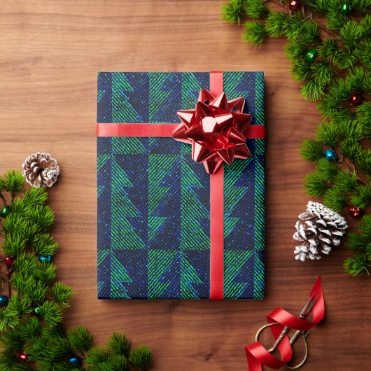 Blauwe, groene kerstbomen. cadeaupapier (Feestdagen Geschenken)