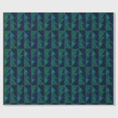 Blauwe, groene kerstbomen. cadeaupapier (Vlak)