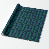 Blauwe, groene kerstbomen. cadeaupapier (Uitgerold)