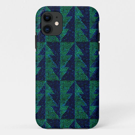 Blauwe, groene kerstbomen. Case-Mate iPhone case (Achterkant)