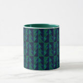 Blauwe, groene kerstbomen. mok (Midden)