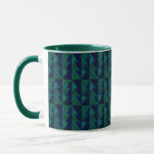 Blauwe, groene kerstbomen. mok (Links)