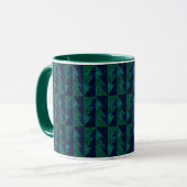 Blauwe, groene kerstbomen. mok (Voorkant links)