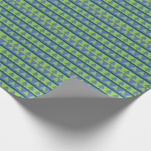 Blauwe groene kerstboom cadeaupapier (Hoek)
