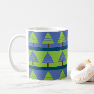 Blauwe groene kerstboom Geometric Koffiemok